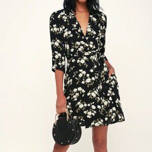 Lulu's Black Floral Mini Dress